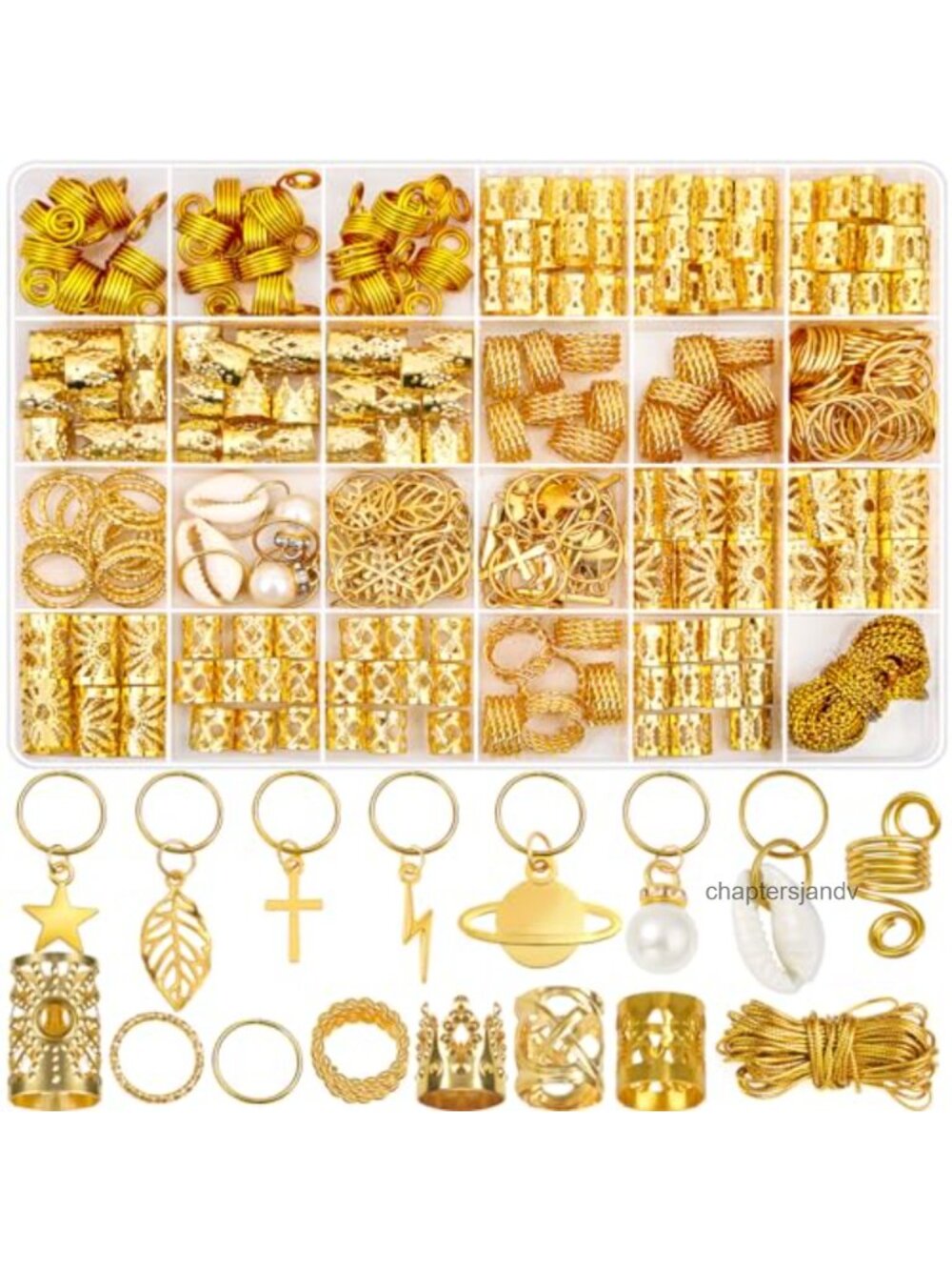 259 Pc Soft Aluminum Dreadlock Hair Jewelry Set Braid Cuffs Clips Rings